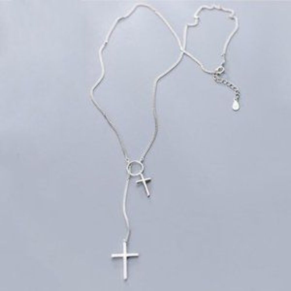 *NEW 925 Sterling Silver Cross Circle Necklace